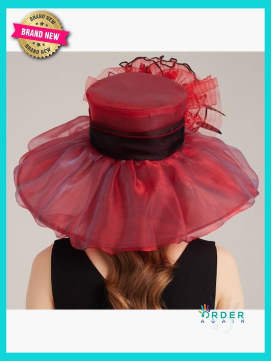Organza Derby Fascinator Hat Sun Visor Wide Brim Fedora  display picture 2